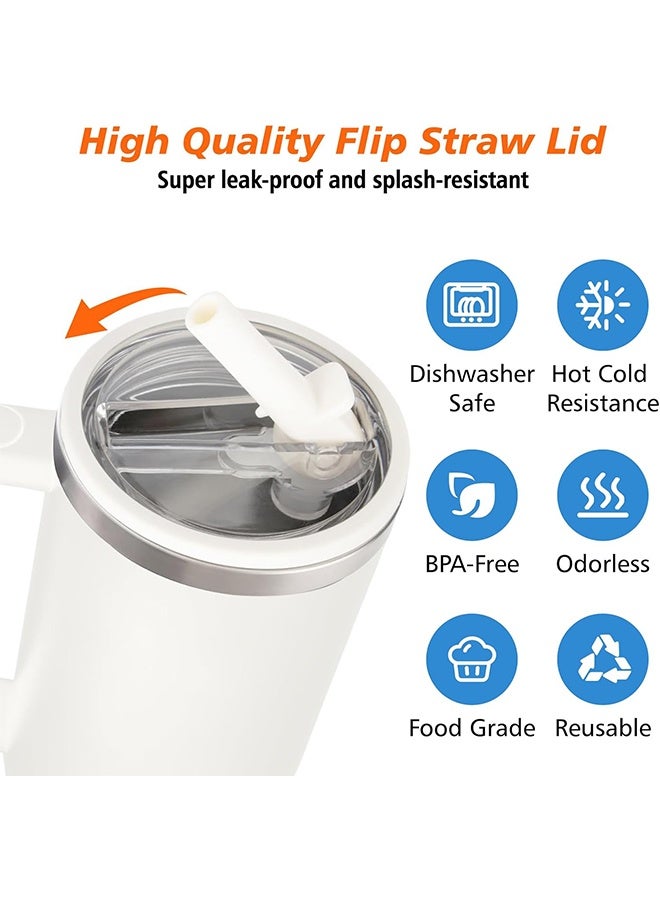 بكومور عبوة من قطعتين فاخرتين من أغطية أكواب ستانلي كوينشر سعة 40 أونصة مع شفاطة قابلة للطي - مانعة للتسرب والانسكاب، مناسبة لأكواب ستانلي كوينشر سعة 40 أونصة، ملحقات أكواب قابلة لإعادة الاستخدام وخالية من مادة BPA - Image 2